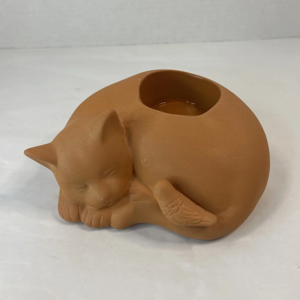 PARTYLITE Terracotta CAT NAP Tealight Votive Candle Holder P7842